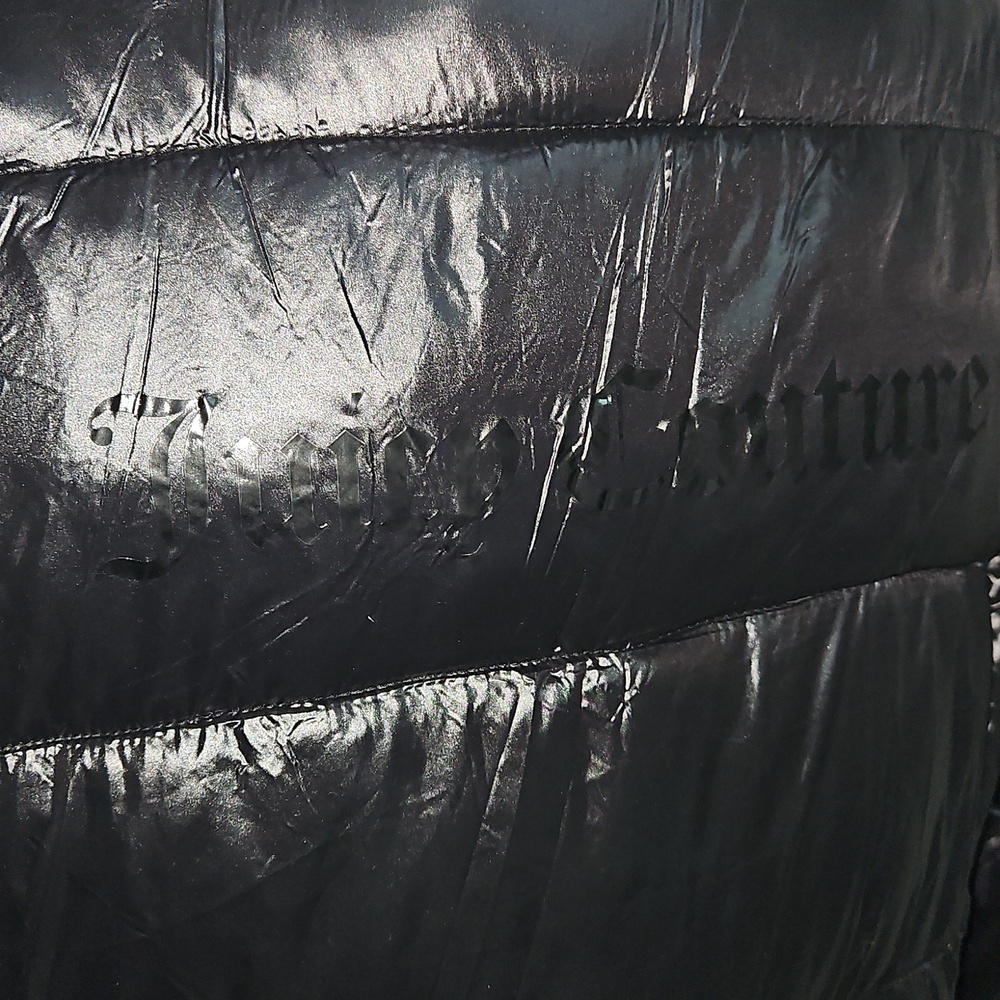 Juicy Couture Shiny Black Puffer Coat Size Medium - Picture 4 of 7
